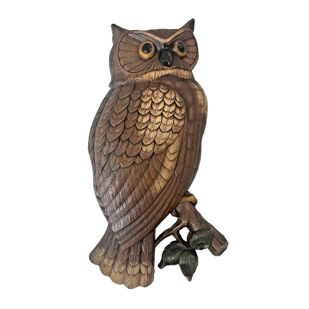 Vtg Lg MCM 60s Owl Wall Hanging Syroco Decor Made in USA 18" Kitchy Retro